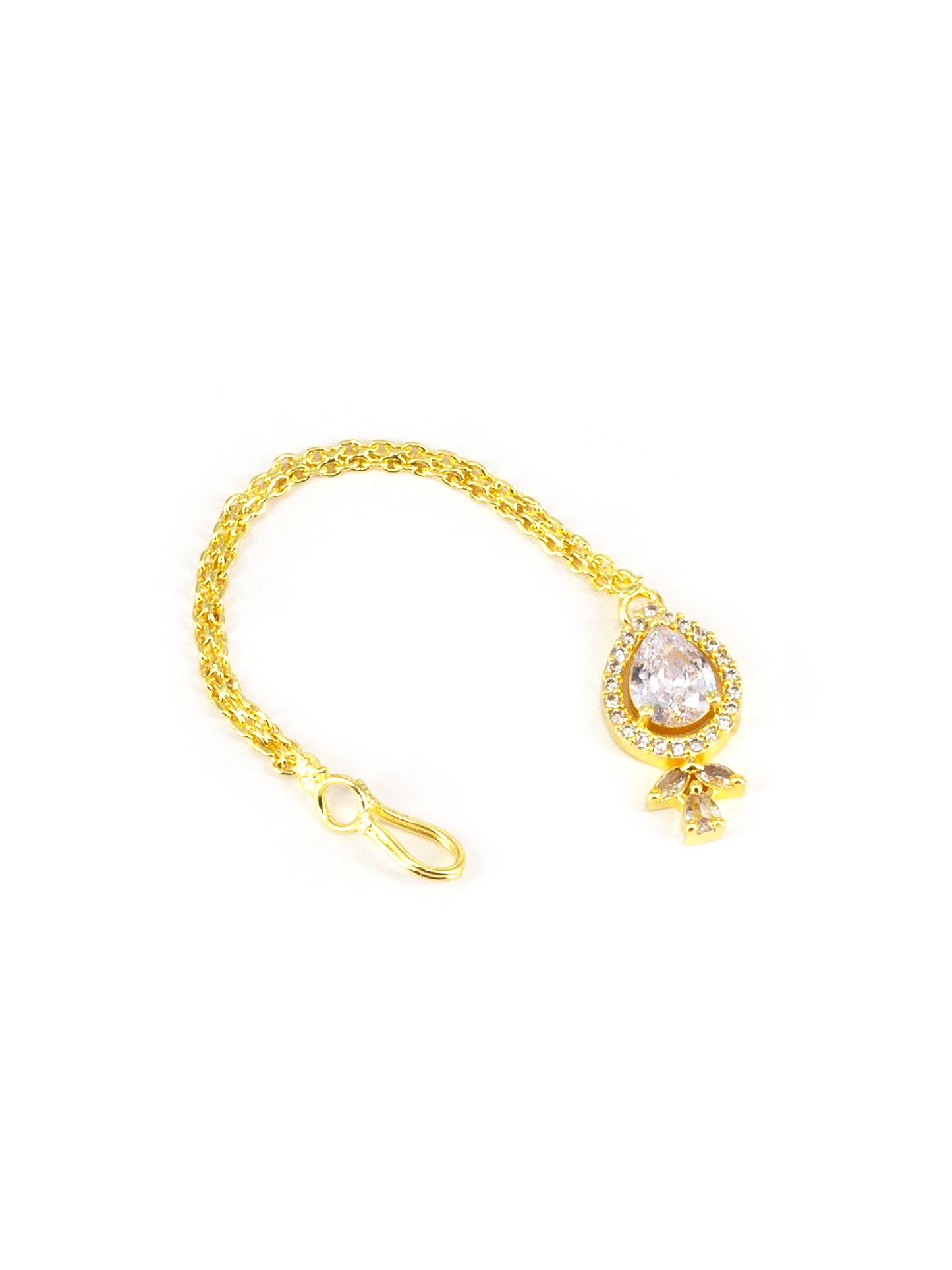 Gold Plated White American Diamond Maang Tikka for Women