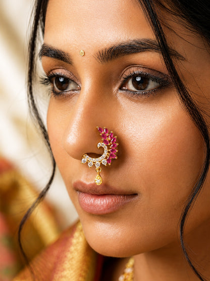Gold Plated Red AD Nosering for Women