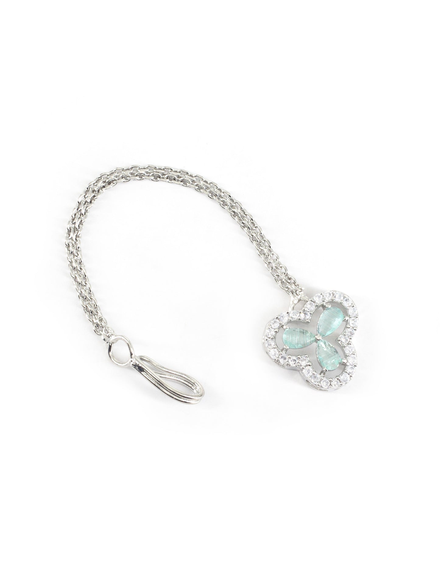 Silver Plated Mint Green Maang Tikka for Women