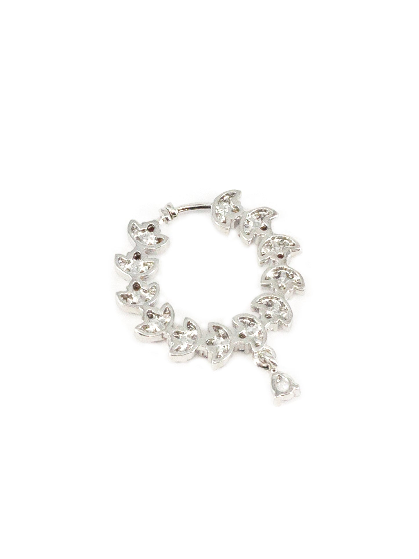 Silver Plated American Diamond Bridal Non- piercing Nose Ring