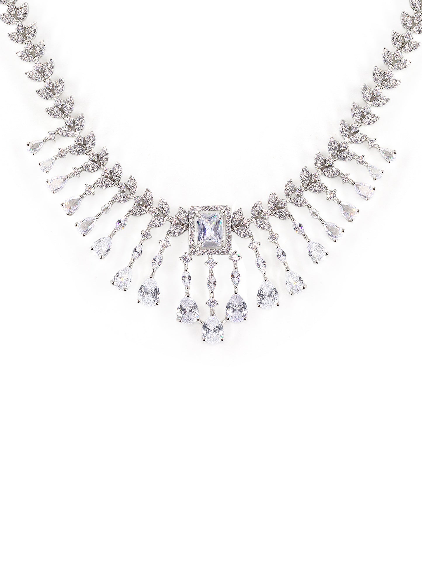 Silver Plated White American Diamond Studded Jewellery Set