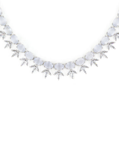Silver Plated Grey American Diamond Choker Set