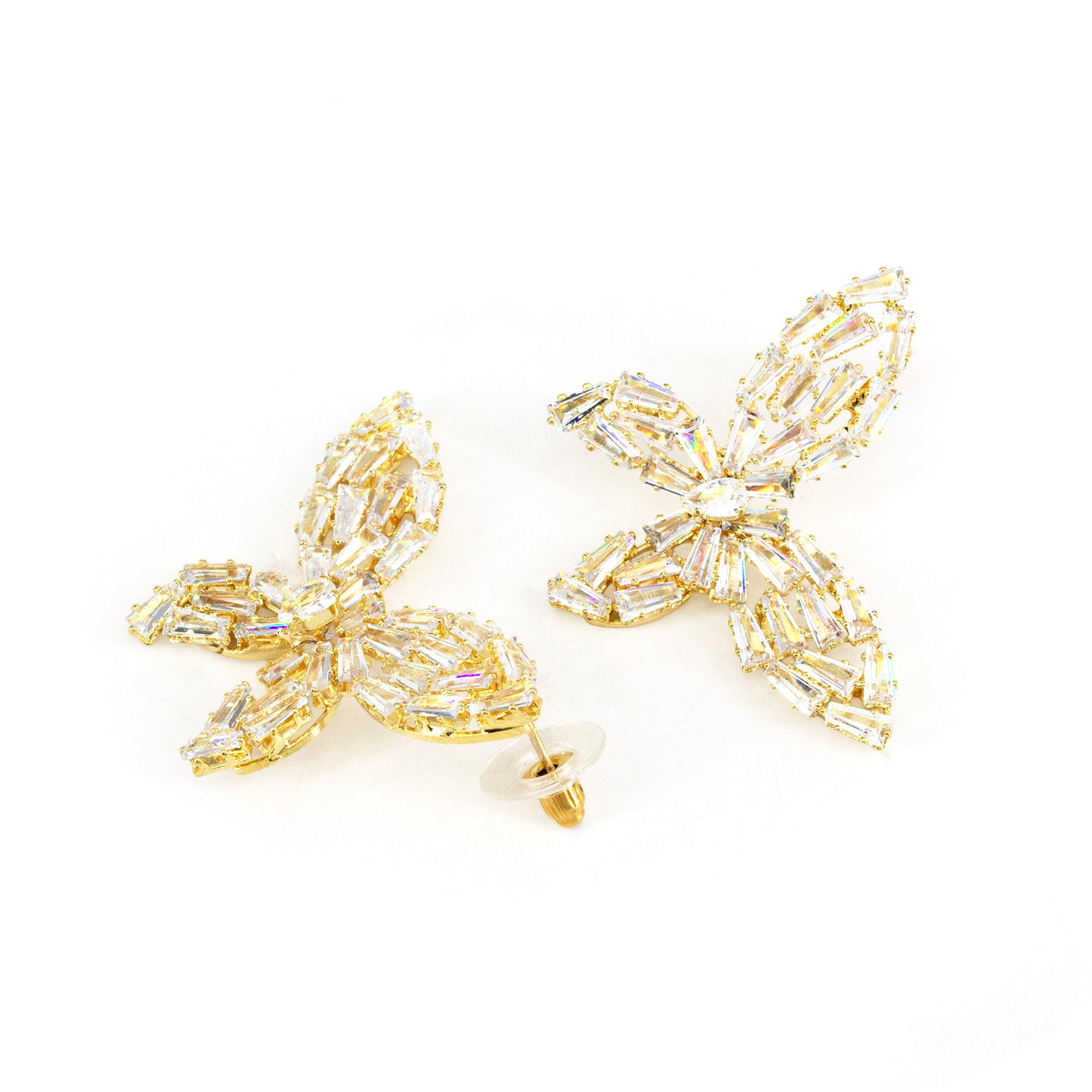 Gold Plated Cubic Zirconia Butterfly Earrings for Women