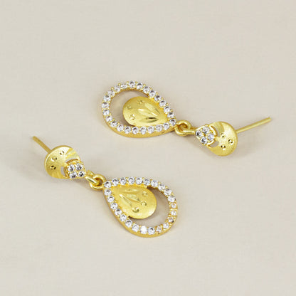 Micro Gold Plated AD Drop Earrings for Women