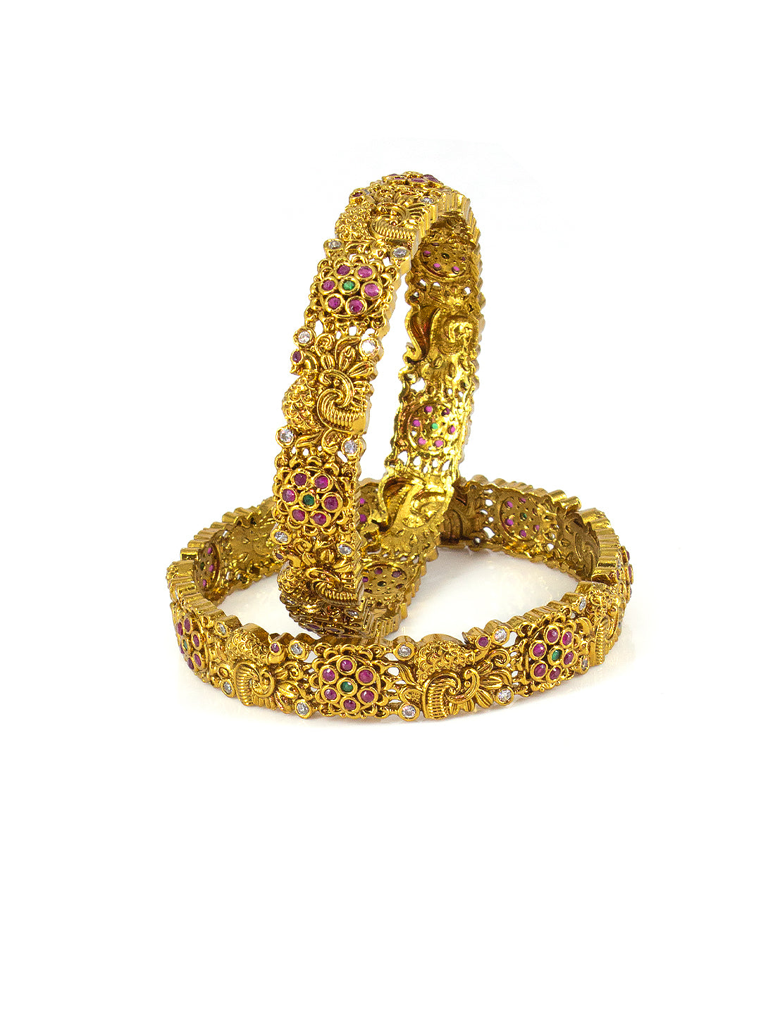 Set Of 2 Gold-Plated American Diamond Studded Bangles
