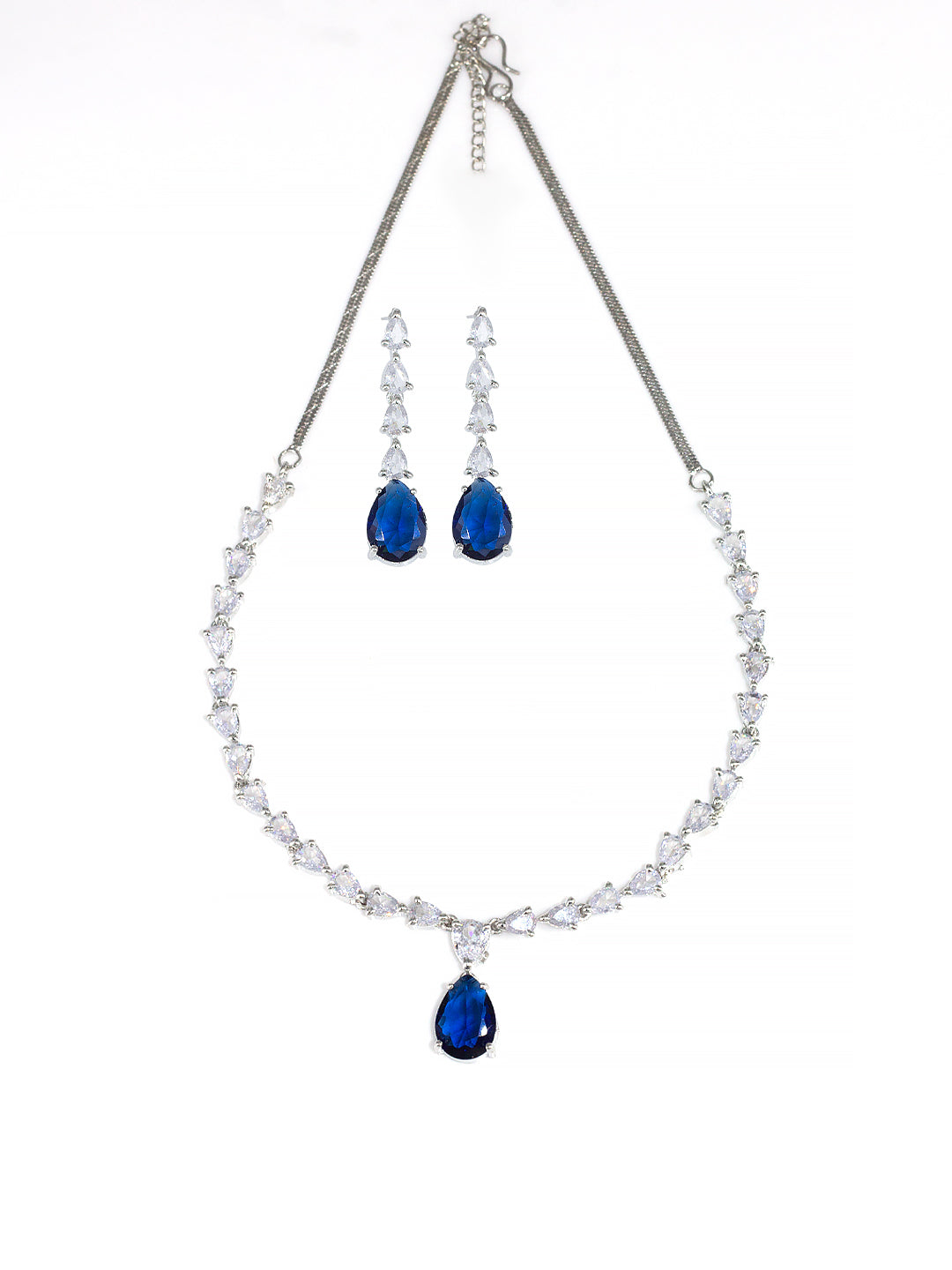 Blue Teardrop AD Jewellery Set