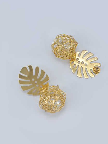 Tropical Leaf Beads Drop Earrings