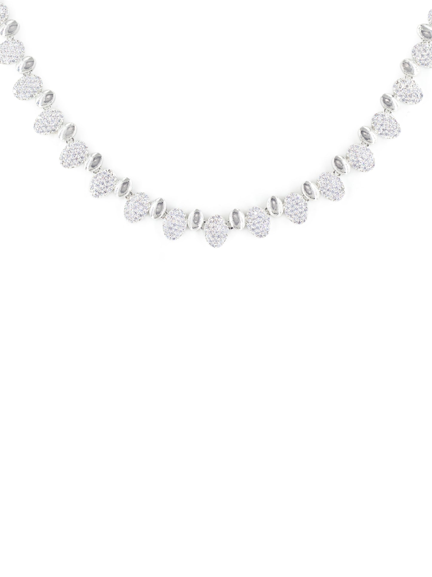 Silver Plated White American Diamond Minimal Choker Set for Women