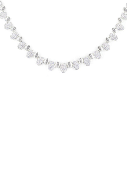 Silver Plated White American Diamond Minimal Choker Set for Women