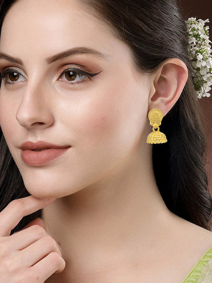 Gold Plated Circular Jhumki Earrings