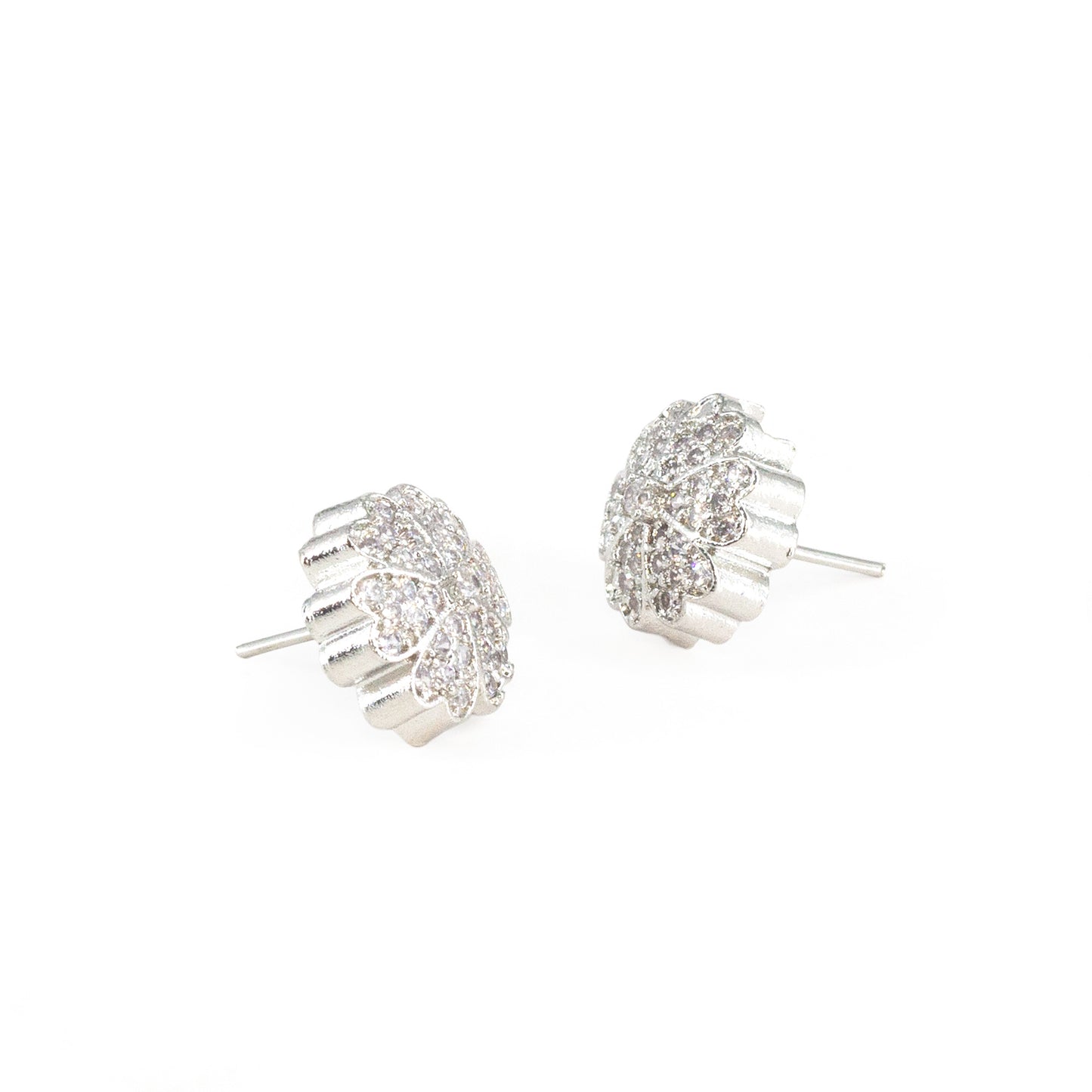 Silver Plated AD Floral Studs for Women