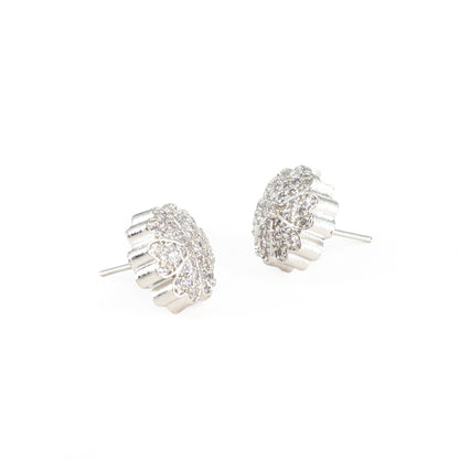 Silver Plated AD Floral Studs for Women