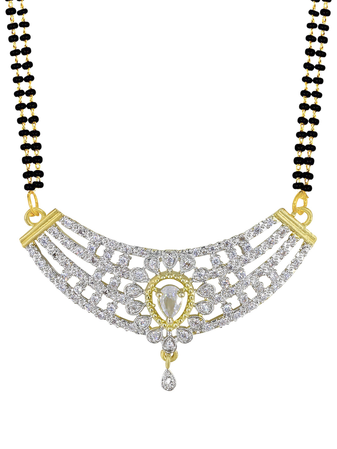 American Diamond & Black Beaded Mangalsutra