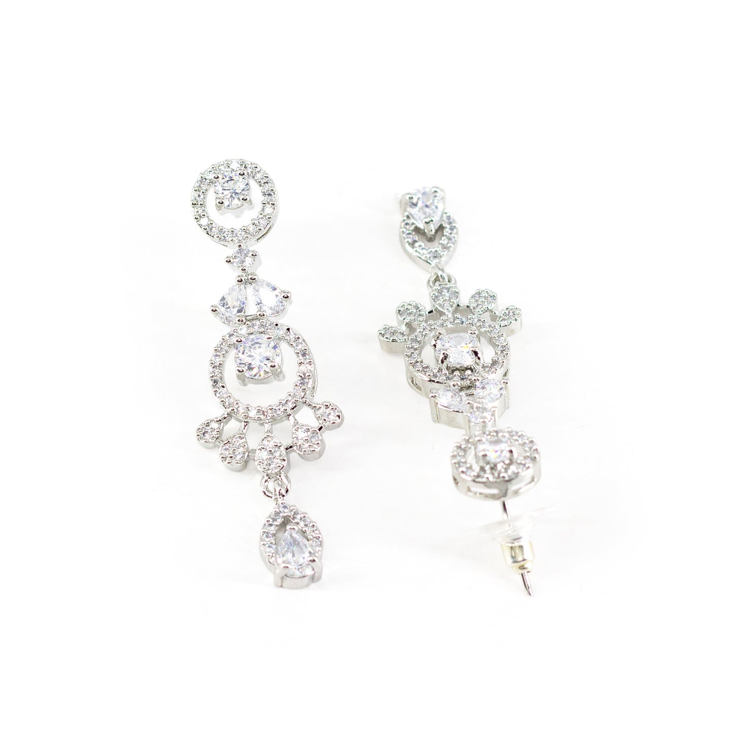 Silver Plated White AD Designer Earrings for Women