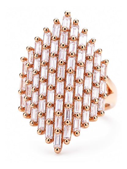 Rose Gold Plated AD Finger Ring for Women