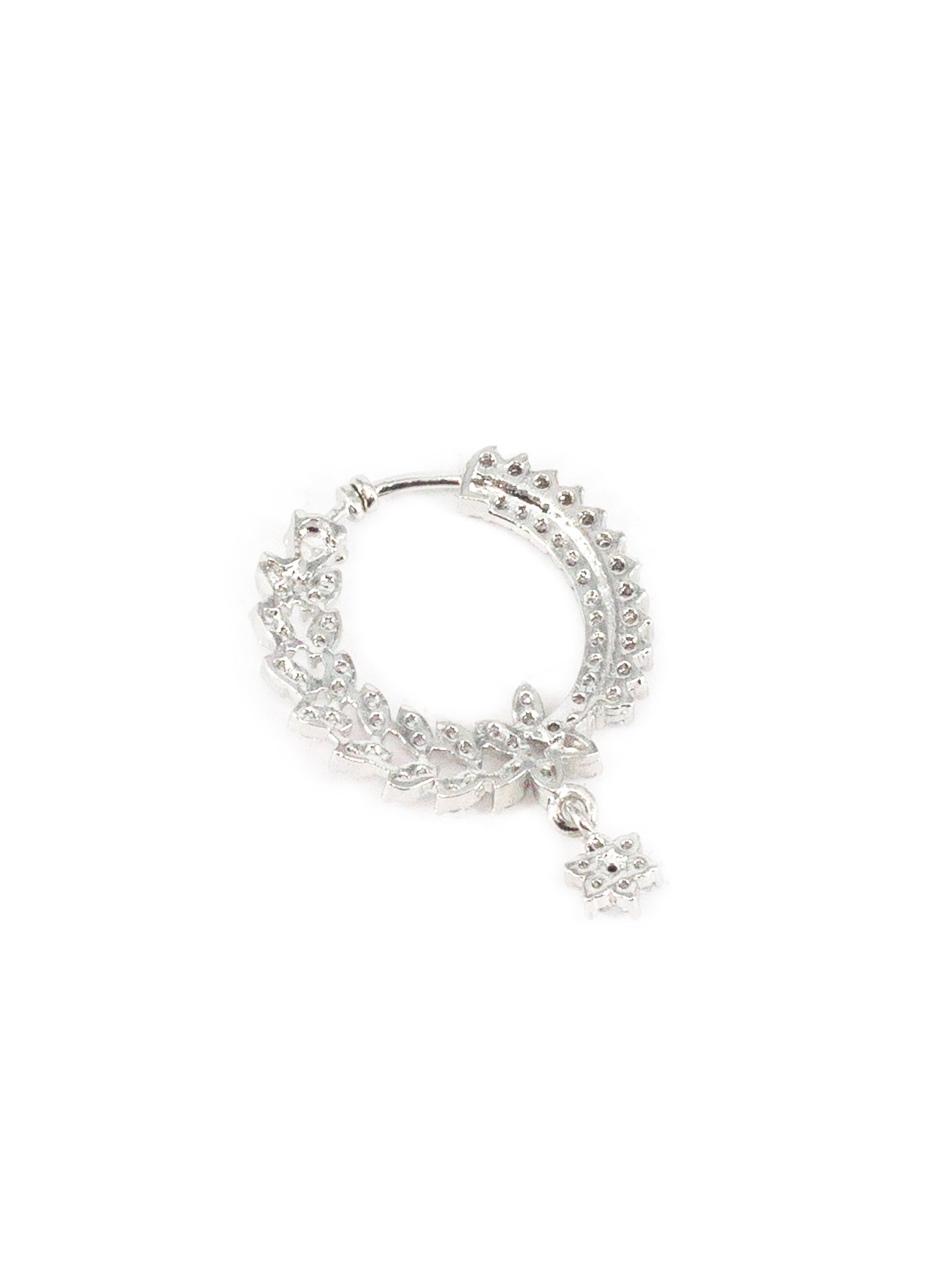 Silver Plated White AD Bridal Drop Press On Nose Ring