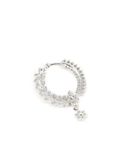 Silver Plated White AD Bridal Drop Press On Nose Ring