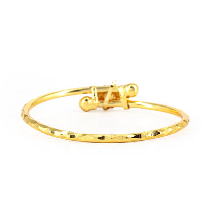 Gold Plated Floral Temple Bangle Bracelet for Women