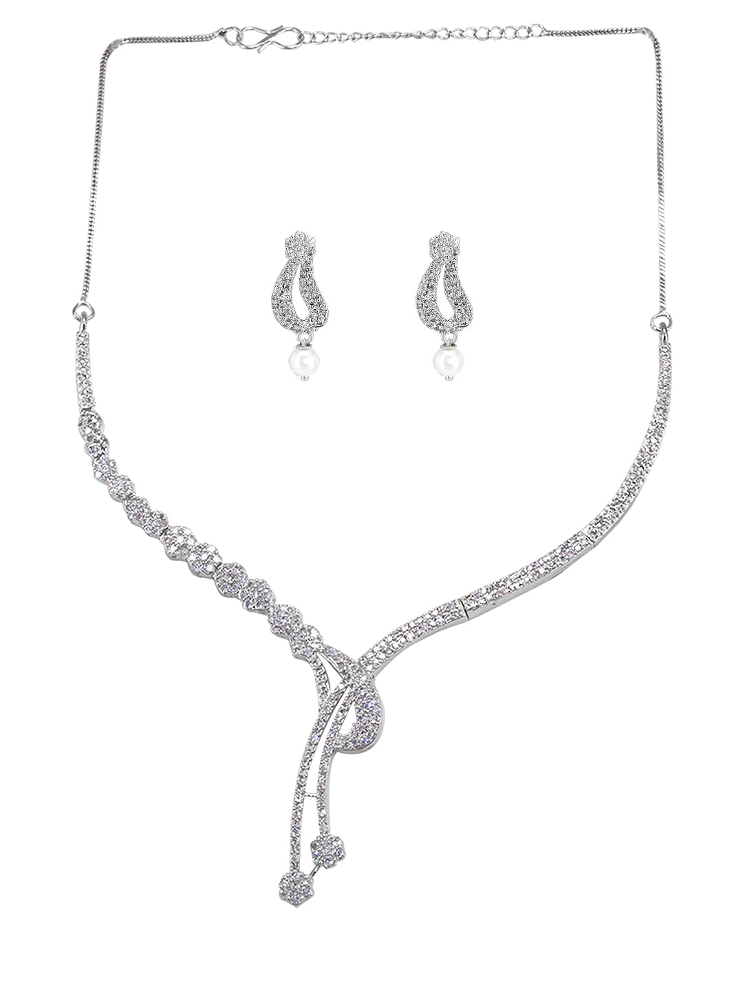American Diamond Y-Shaped Designer Jewellery Set