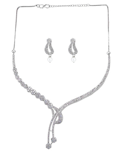 American Diamond Y-Shaped Designer Jewellery Set