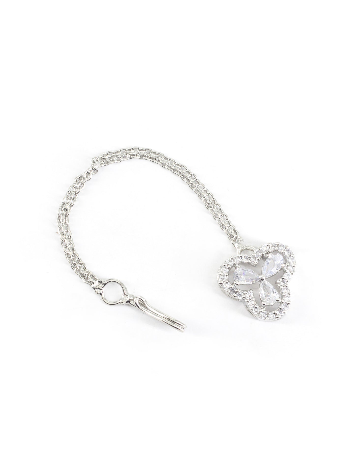 Silver Plated Floral AD Maang Tikka for Women