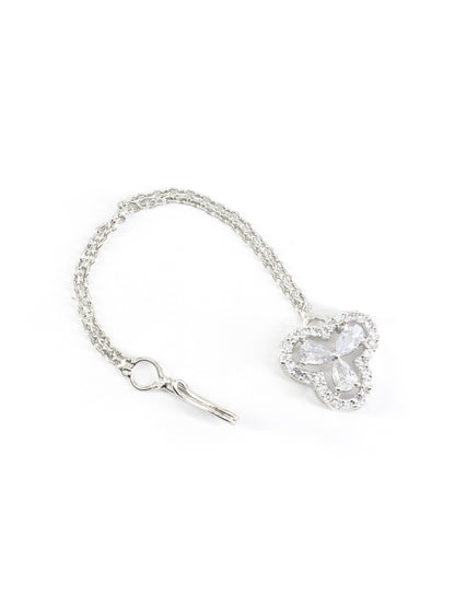 Silver Plated Floral AD Maang Tikka for Women