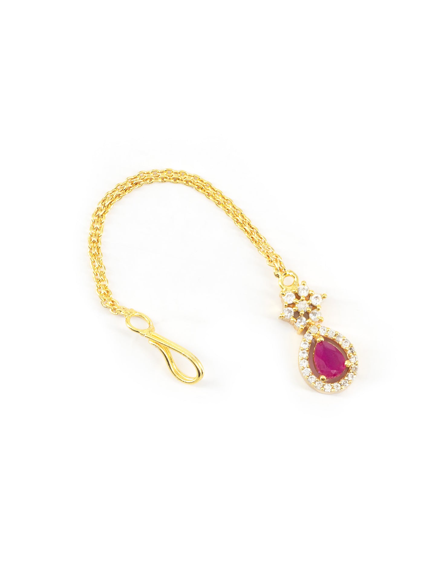 Gold Plated Red AD Maang Tikka for Women