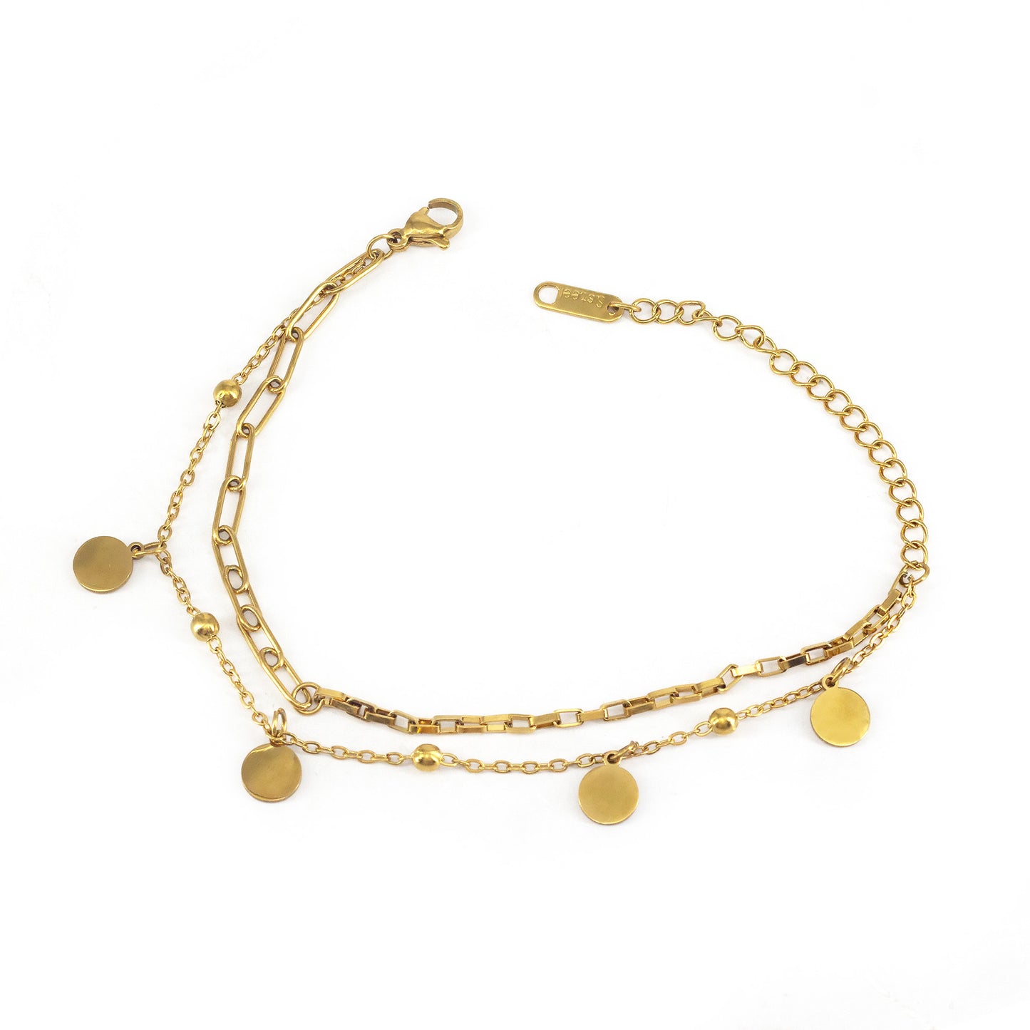 Gold Plated Double Layred Chain Bracelet for Women