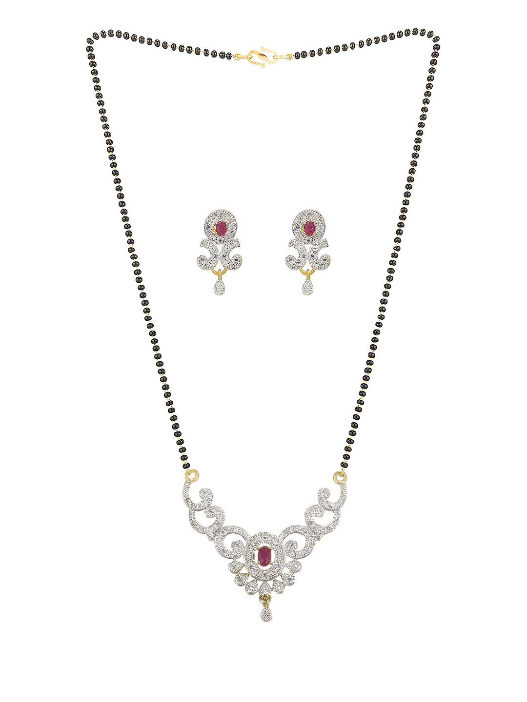 Red American Diamond Mangalsutra Set
