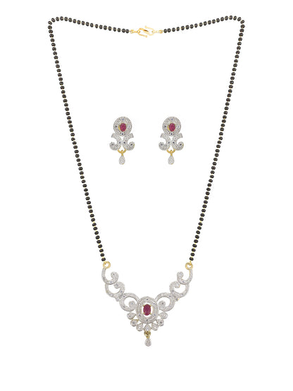 Red American Diamond Mangalsutra Set