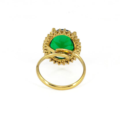 Antique Gold Plated Green AD Finger Ring for Women