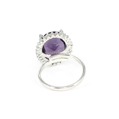 Silver Plated Purple AD Finger Ring for Women