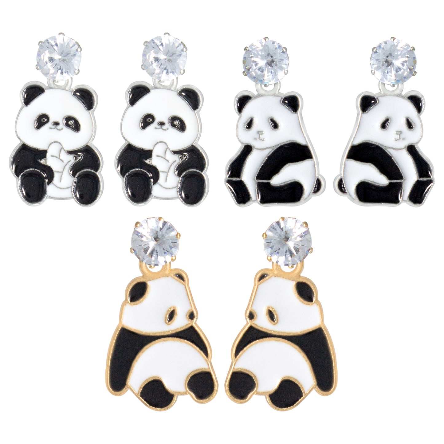 PRIVIU Set Of 3 Cute Panda Earrings Set For Women And Girls