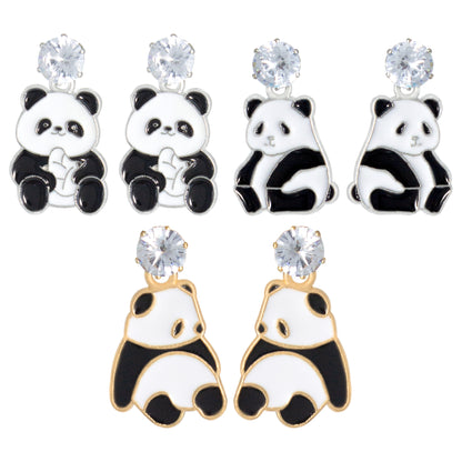 PRIVIU Set Of 3 Cute Panda Earrings Set For Women And Girls