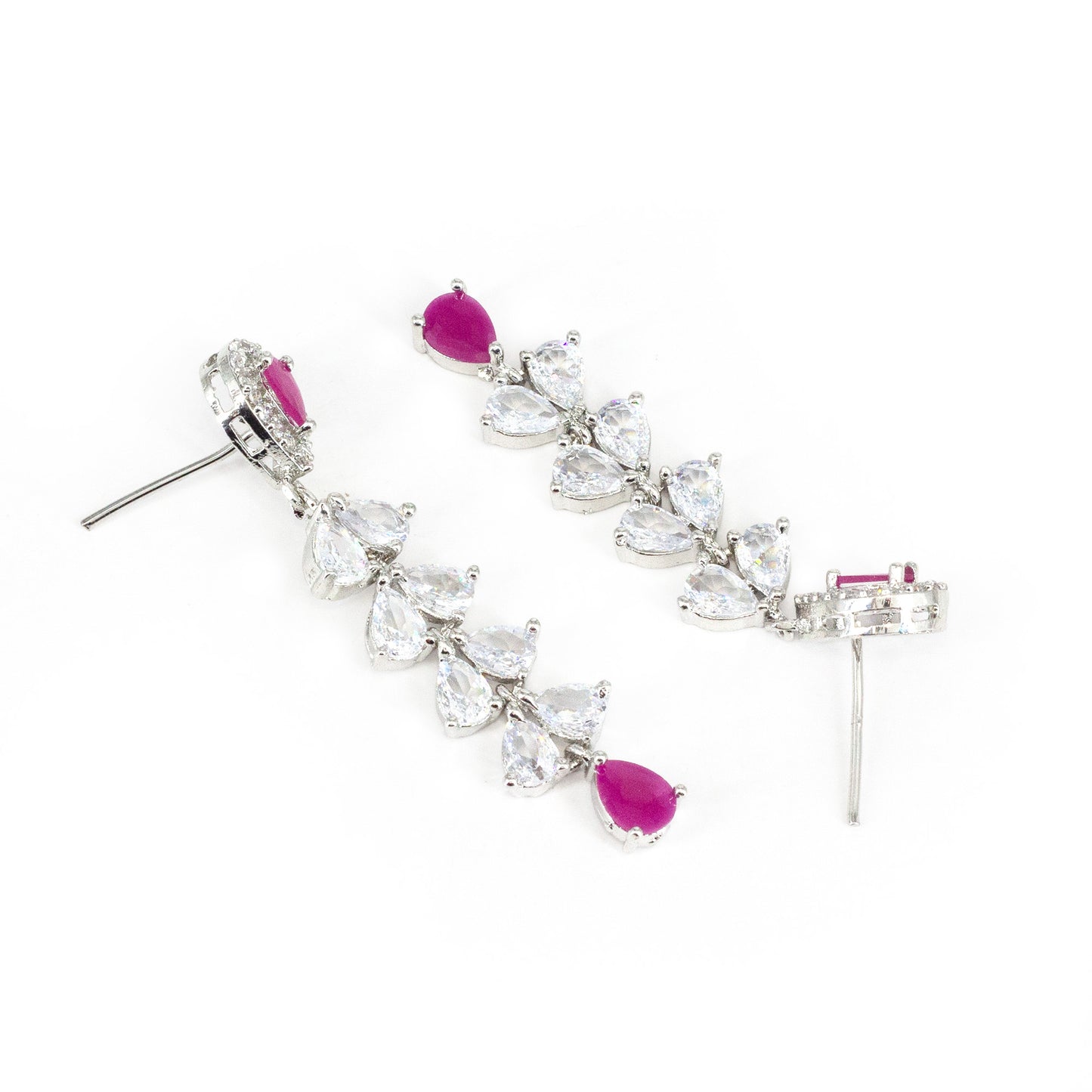 Rhodium Plated AD Drop Earrings for Women