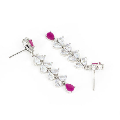 Rhodium Plated AD Drop Earrings for Women