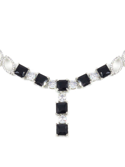 Silver Plated Black Minimal Jewellery Set for Women