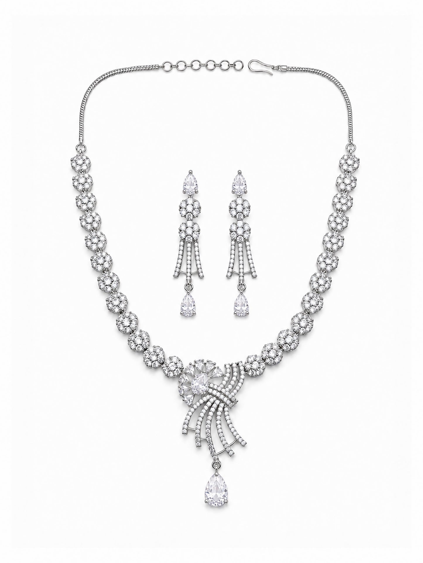 Silver Plated AD Jewellery Set for Women