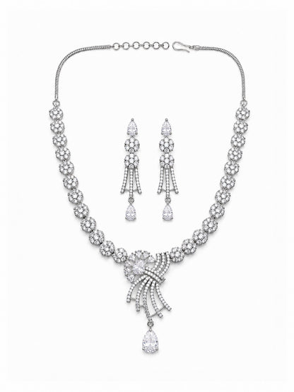 Silver Plated AD Jewellery Set for Women