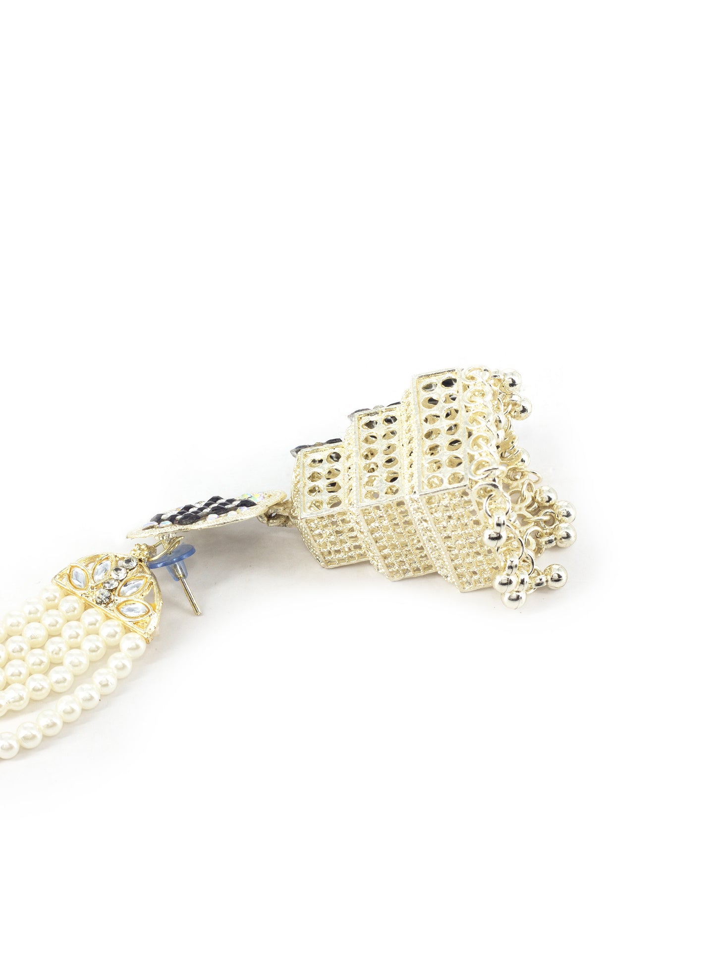 Gold Plated Jhumka with Pearl Chain for Women