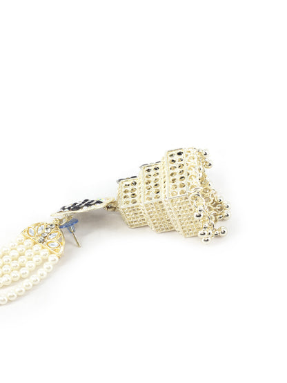 Gold Plated Jhumka with Pearl Chain for Women