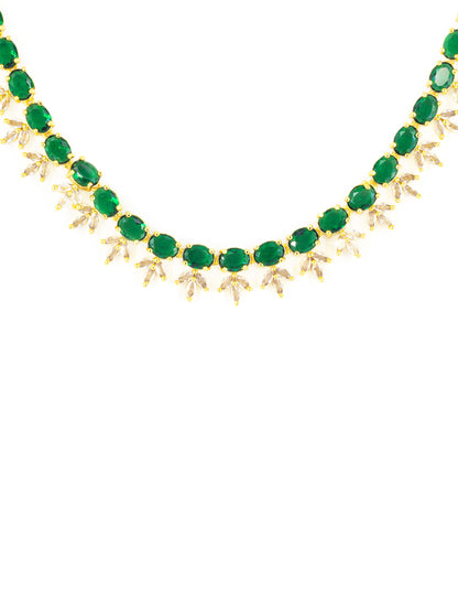 Gold Plated Green AD Choker Set for Women