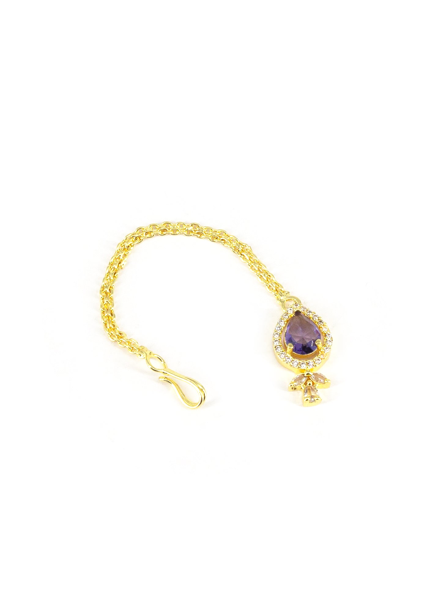 Gold Plated Purple American Diamond Maang Tikka for Women