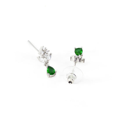 Silver Plated Green Drop Earrings for Women