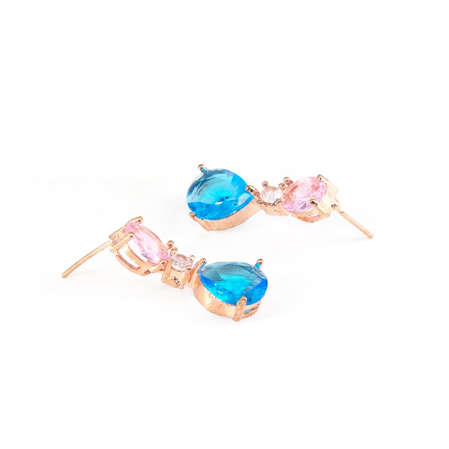 Rose Gold Plated AD Teardrop Earrings for Women