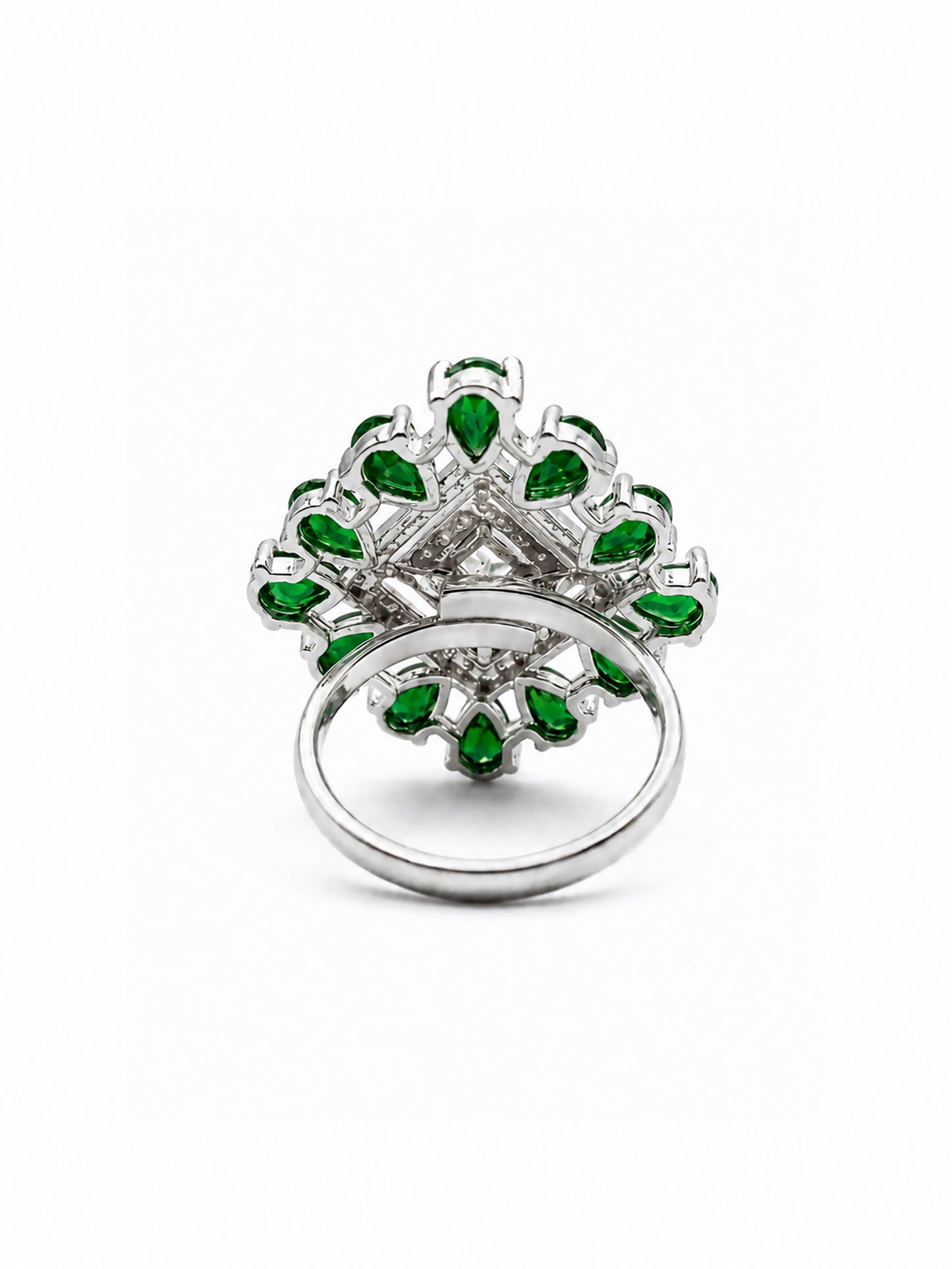 Silver Plated Green AD Finger Ring for Women