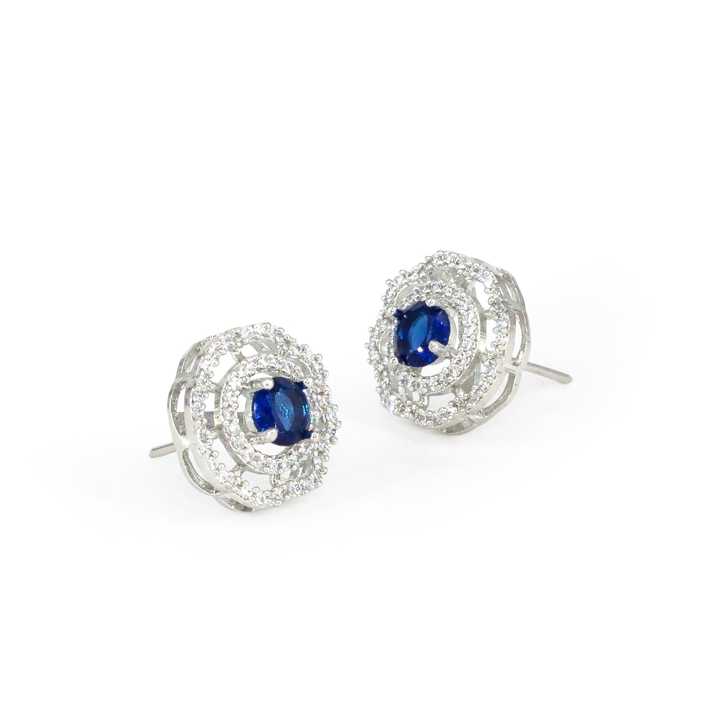 Rhodium Plated AD Studs Earrings for Women