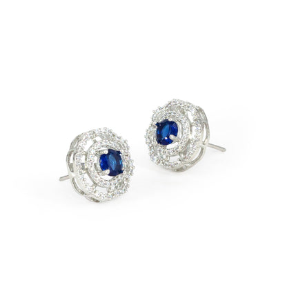Rhodium Plated AD Studs Earrings for Women