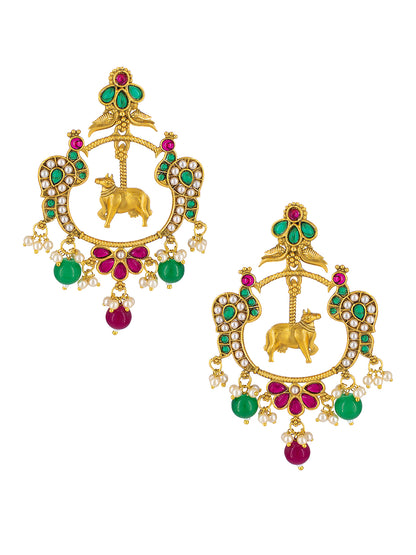 Green & Red Nandi Traditional Earrings