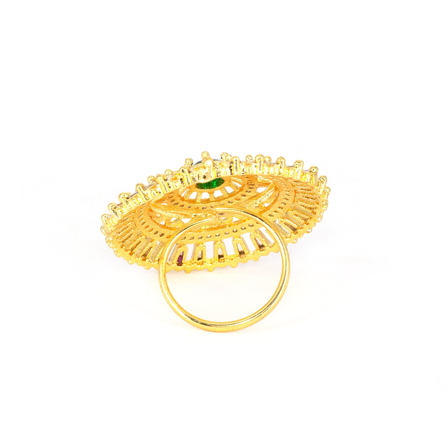 Gold Plated Green AD Finger Ring for Women